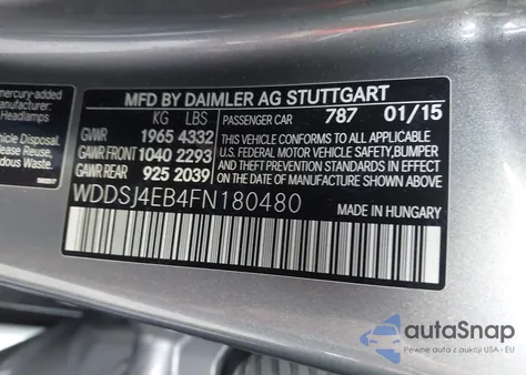 2015 Mercedes-Benz Cla 250 from USA, damaged, VIN WDDSJ4EB4FN180480